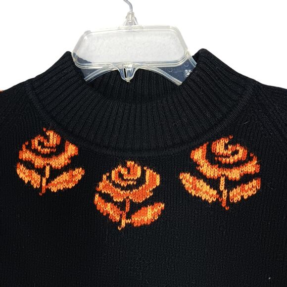 Vintage Cift Geyik Wool Sweater Size Small 100% Virgin Wool Black and Orange - Picture 5 of 8